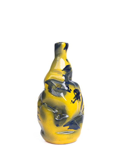 Melted Candle Holder Yellow And Blue